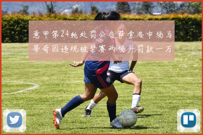 意甲第24轮处罚公告萨索洛中场马蒂奇因违规被禁赛两场并罚款一万欧元